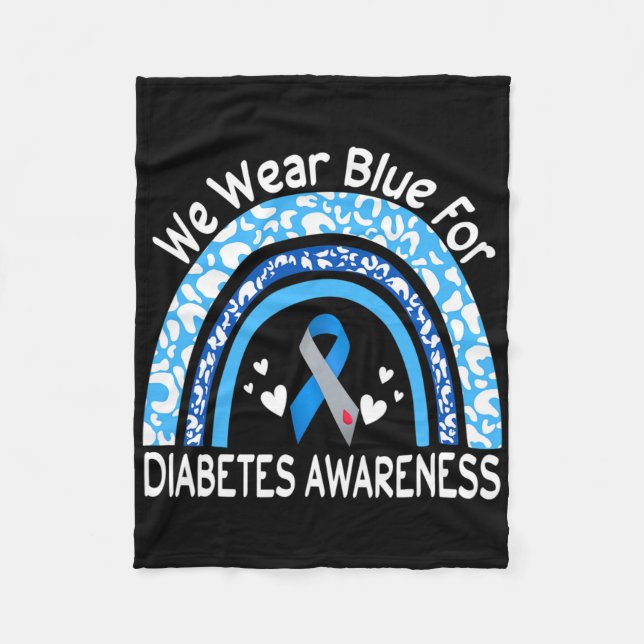 We Wear Blue For Diabetes Awareness Rainbow Leopar Fleecedecke (Vorderseite)