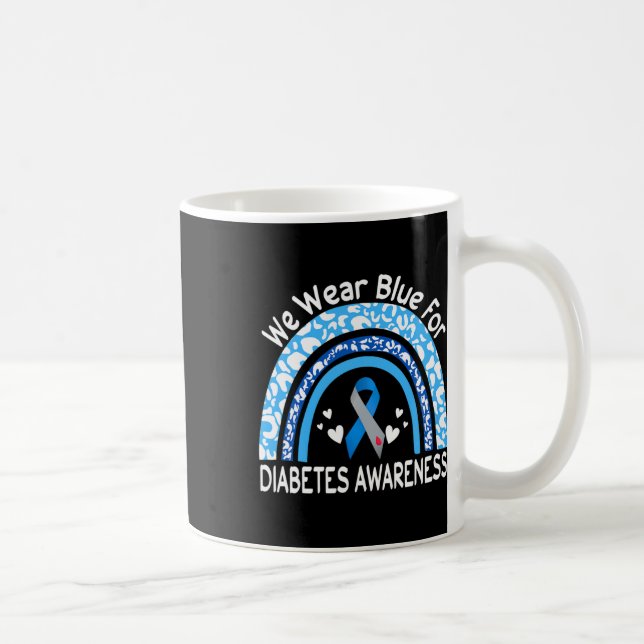 We Wear Blue For Diabetes Awareness Rainbow Leopar Kaffeetasse (Rechts)