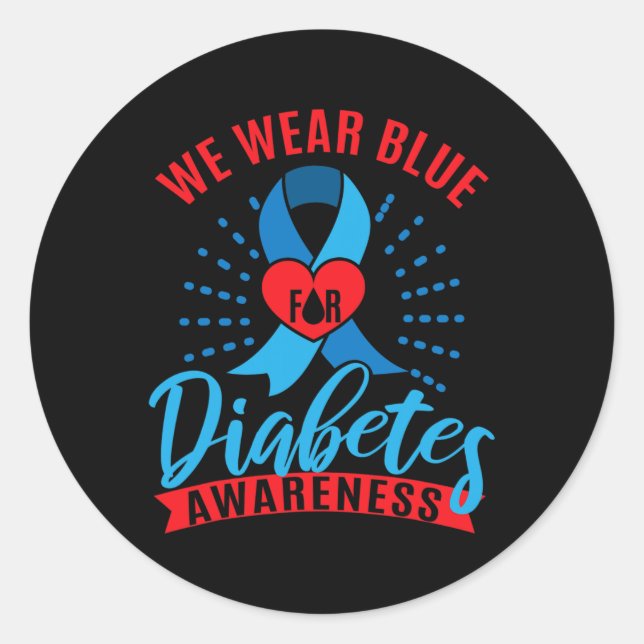 We Wear Blue For Diabetes Awareness  Runder Aufkleber (Vorderseite)