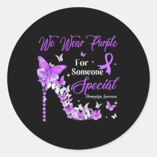 We Wear Purple Butterflies Fibromyalgia Awareness Runder Aufkleber