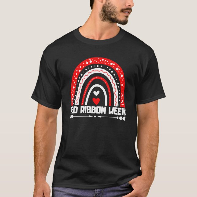 We Wear Red For Red Ribbon Week Awareness Leopard  T-Shirt (Vorderseite)