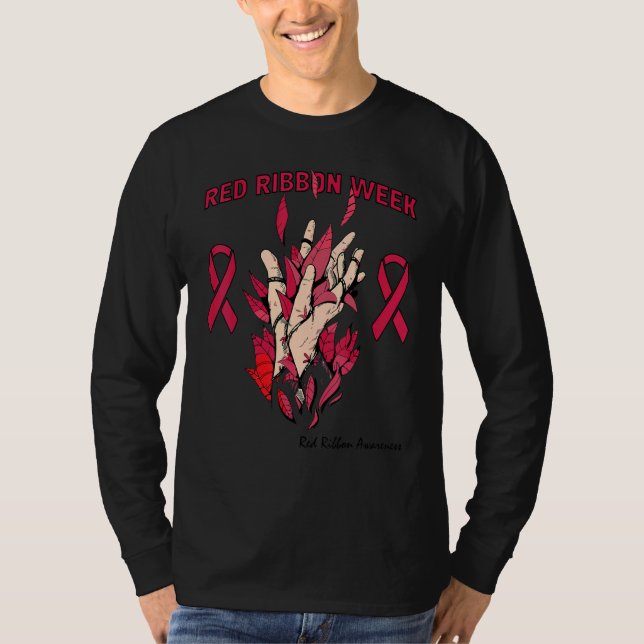We Wear Red For Red Ribbon Week Awareness Rainbow T-Shirt (Vorderseite)