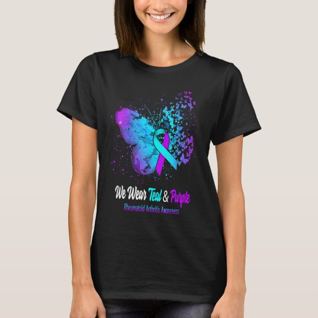 We Wear Teal And Purple Rheumatoid Arthritis Aware T-Shirt (Vorderseite)