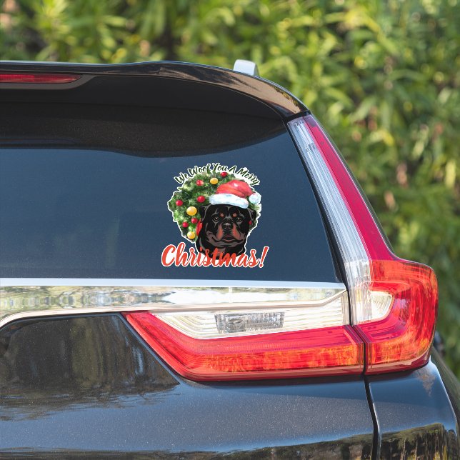 We Woof You Frohe Christmas Rottweiler Aufkleber (Auto Seite)