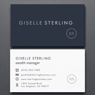 Wealth Manager Luxury Navy Blue Modern Visitenkarte