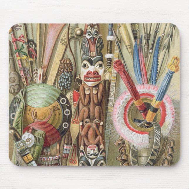 Weaponsutensils und Verzierungen der Indianer Mousepad (Vorne)