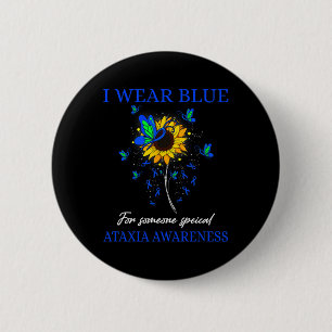 Wear Blue for Ataxixie Awareness Sonnenblume Button