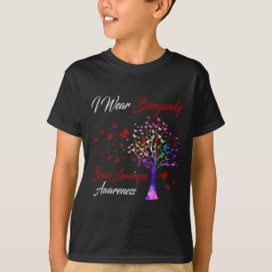 Wear Burgundy Brain Aneurysm Awareness Tree Band T-Shirt
