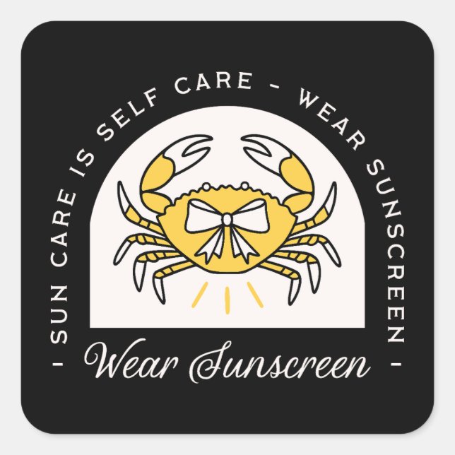Wear sunscreen apply spf skin cancer prevention quadratischer aufkleber (Vorderseite)