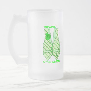Wearin' O' The Green Leprechaun Glass Stein Mattglas Bierglas