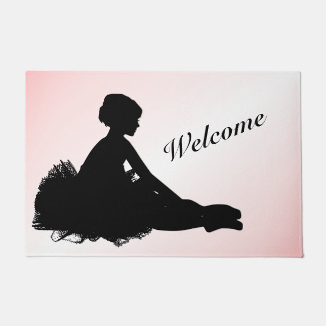 Weary Ballerina Personalisiert w Name Pink Fußmatte (Vorderseite)