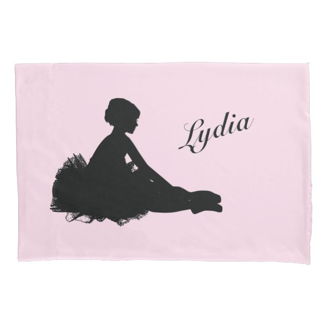 Weary Ballerina Personalisiert w Name Pink Kissenbezug (Vorderseite)