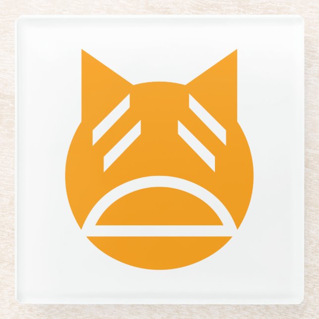 Weary Emoji Cat Glasuntersetzer (Vorderseite)