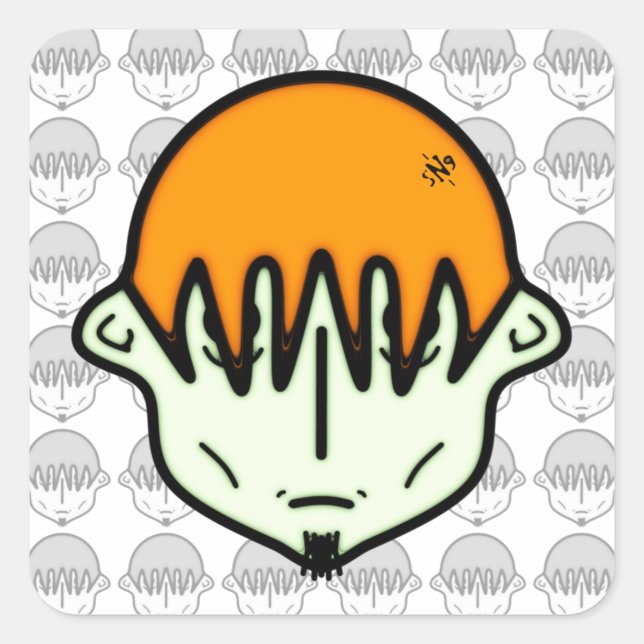 Weary Greenish Typ mit Goatev2 Quadratischer Aufkleber (Vorderseite)