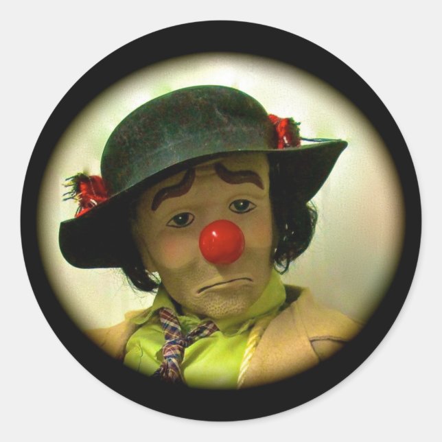 Weary Willie Triste Clown Grand Sticker Rond (Devant)