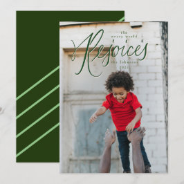 Weary World freut sich Green Christmas Foto Card Einladung