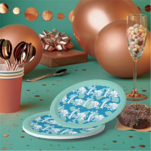 Weasel & Baboon Blue Character Pattern Pappteller
