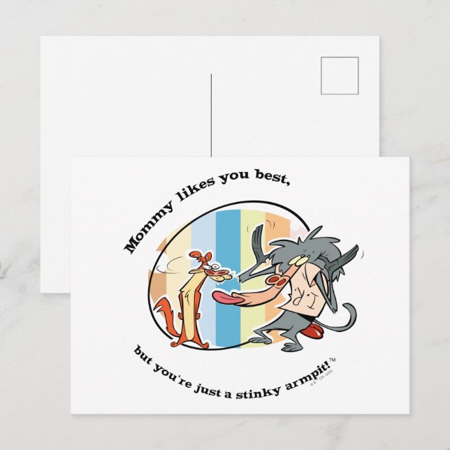 Weasel & Baboon "Mommy mag You Best" Postkarte (Vorne/Hinten)