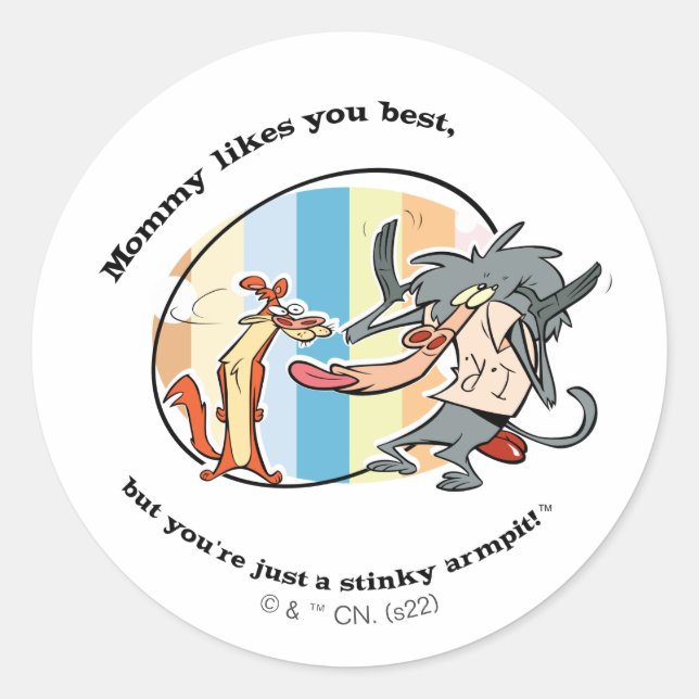 Weasel & Baboon "Mommy mag You Best" Runder Aufkleber (Vorderseite)