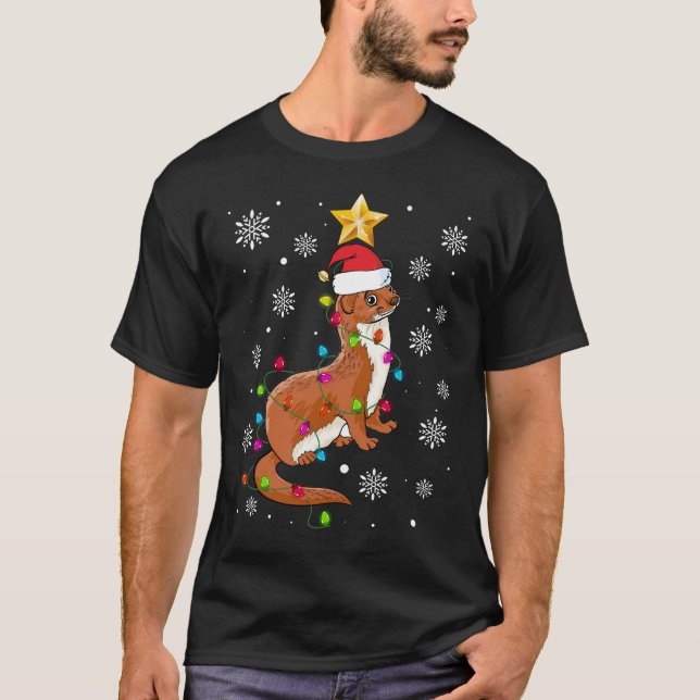 Weasel Lighting Xmas Tree Matching Weasel Christma T-Shirt (Vorderseite)
