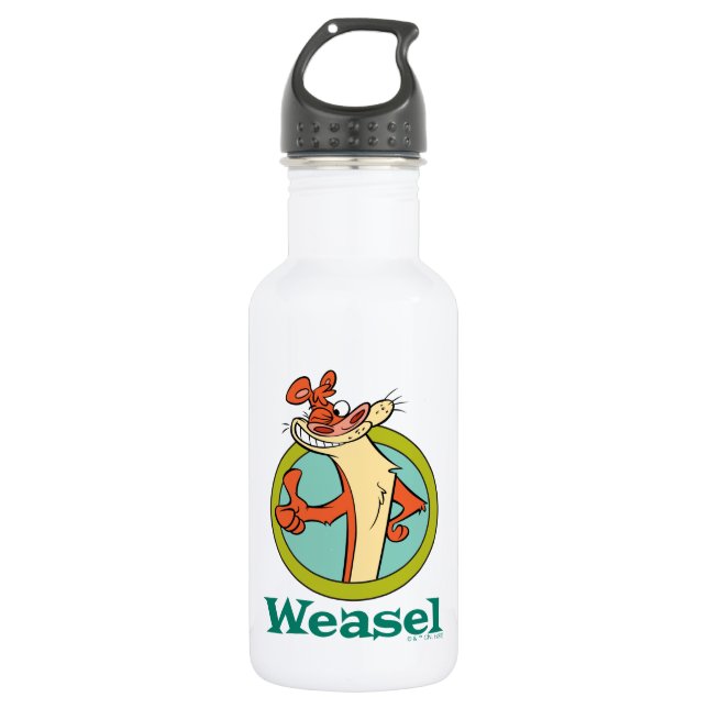 Weasel Thumbs Up Character Graphic Edelstahlflasche (Vorderseite)