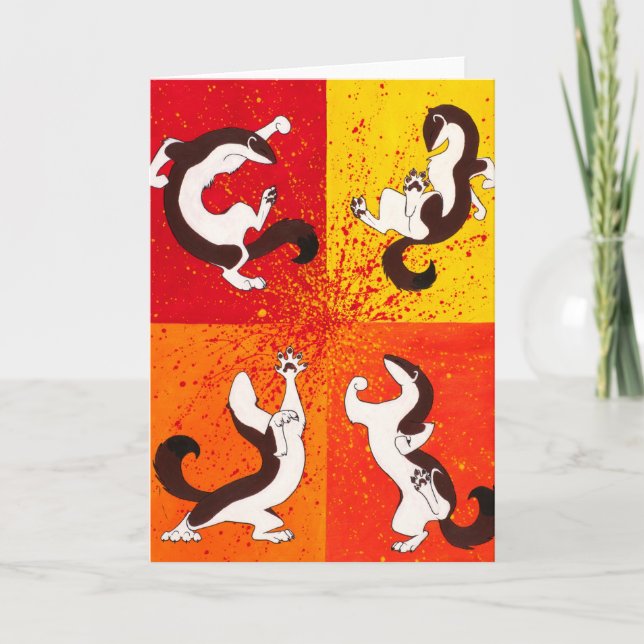 "Weasel War Dance" Greeting Card Karte (Vorderseite)