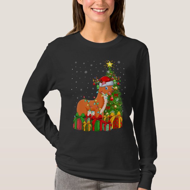 Weasel   Xmas Holiday Santa Weasel Christmas Tree T-Shirt (Vorderseite)