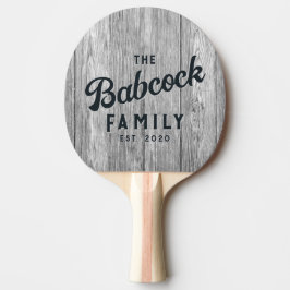 Weathered Dark Gray Wooden Retro Family Name &Year Tischtennis Schläger