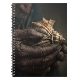 Weathered Hands Conch Muschel Notebook Notizblock