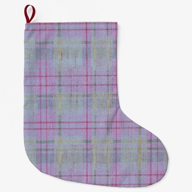  Weathered Lavender Plaid  Großer Weihnachtsstrumpf (Vorderseite)