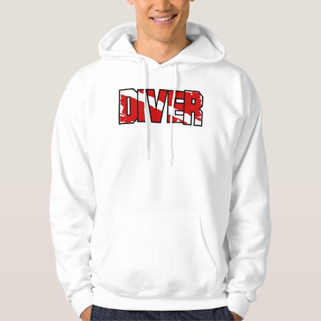 Weathered Scuba Diver Down Flag Hoodie (Vorderseite)