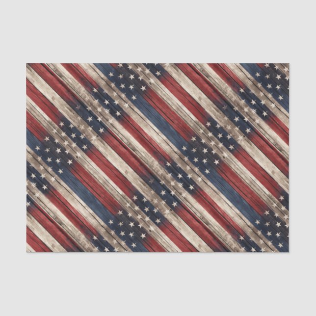 Weathered Stars & Stripes Wood Flag Seidenpapier (Vorderseite)