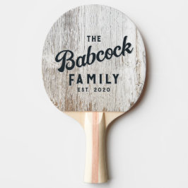 Weathered White Washed Wood Retro Family Name Tischtennis Schläger