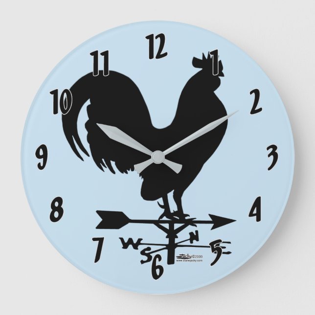 Weathervane Rooster Große Wanduhr (Vorderseite)