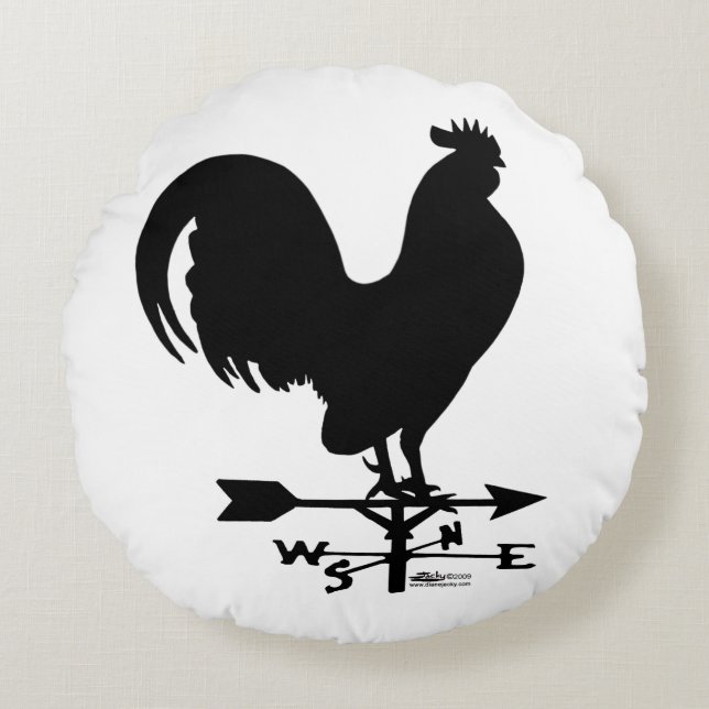 Weathervane Rooster Rundes Kissen (Vorderseite)