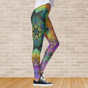 Weave Mandala Aquamarin Gelb und Rosa Leggings