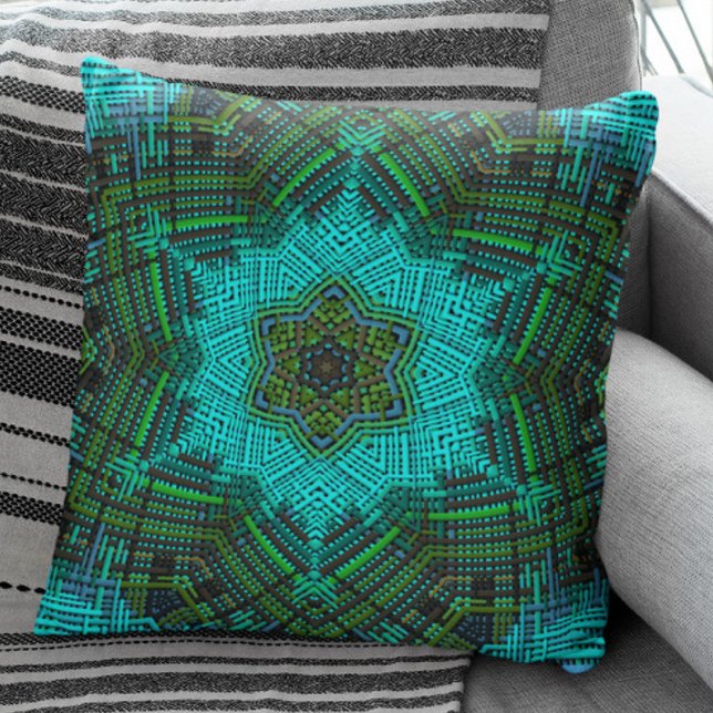 Weave Mandala Blue und Green Kissen (Von Creator hochgeladen)