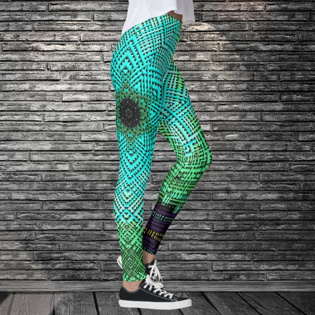 Weave Mandala Blue und Green Leggings (Von Creator hochgeladen)