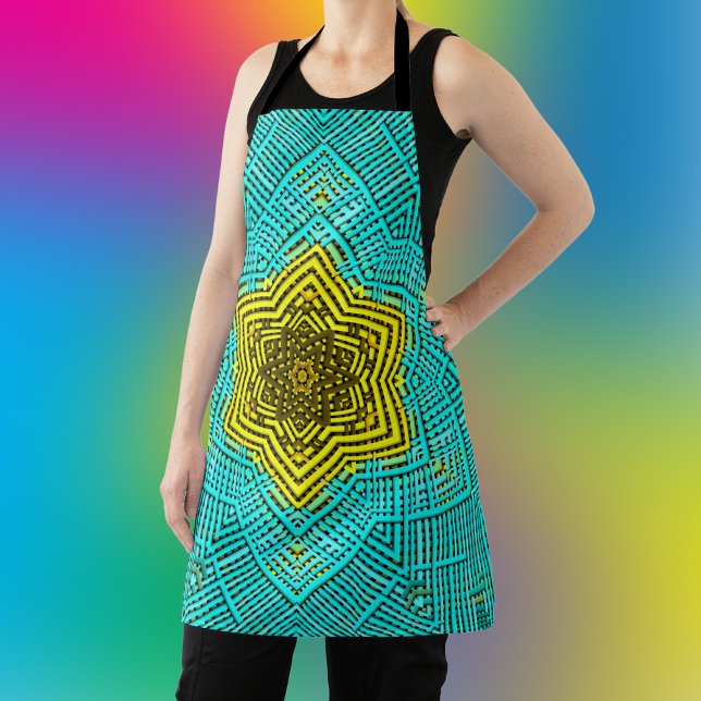 Weave Mandala Blue und Yellow Schürze (Von Creator hochgeladen)