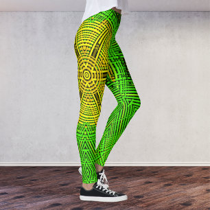 Weave Mandala Gelb und Grün Leggings
