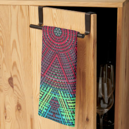 Weave Mandala Green Blue und Red Geschirrtuch