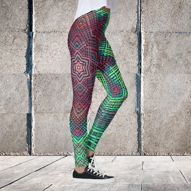 Weave Mandala Green Blue und Red Leggings (Von Creator hochgeladen)