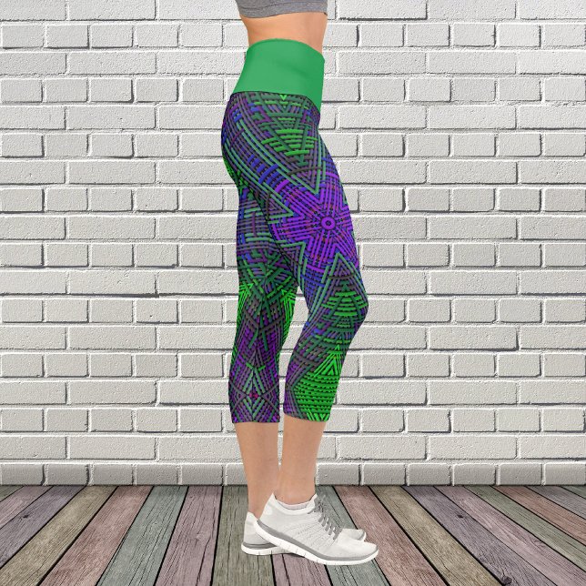 Weave Mandala Green Lila und blau Capri Leggings (Von Creator hochgeladen)