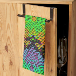 Weave Mandala Green Orange und Lila Geschirrtuch