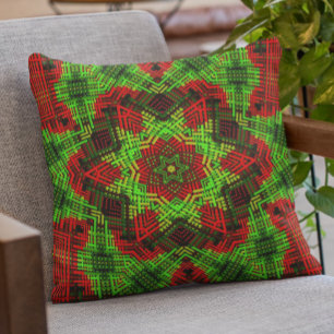 Weave Mandala Green und Red Kissen