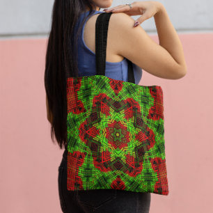 Weave Mandala Green und Red Tasche