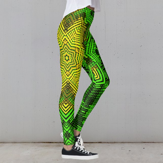 Weave Mandala Green und Yellow Leggings (Von Creator hochgeladen)