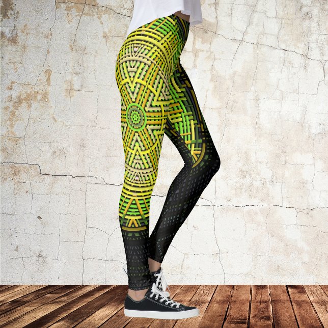 Weave Mandala Green und Yellow Leggings (Von Creator hochgeladen)