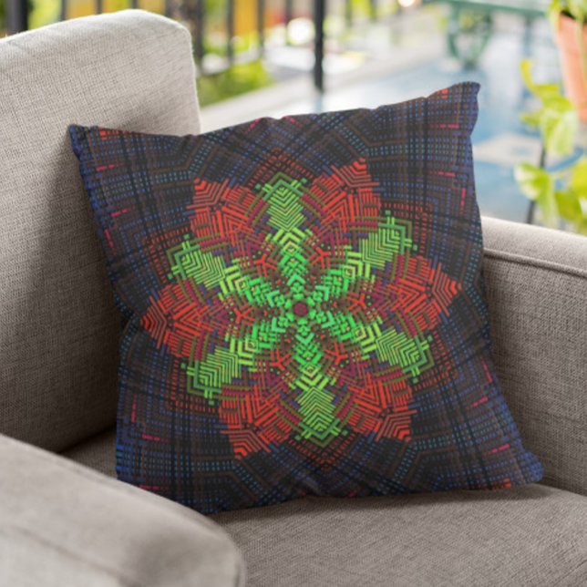Weave Mandala Red Green und Blue Kissen (Von Creator hochgeladen)