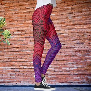 Weave Mandala Red und Lila Leggings